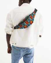 Load image into Gallery viewer, Blue Orange Adinkra African print Crossbody Sling Bag YaYa+Rule