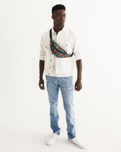 Blue Orange Adinkra African print Crossbody Sling Bag YaYa+Rule