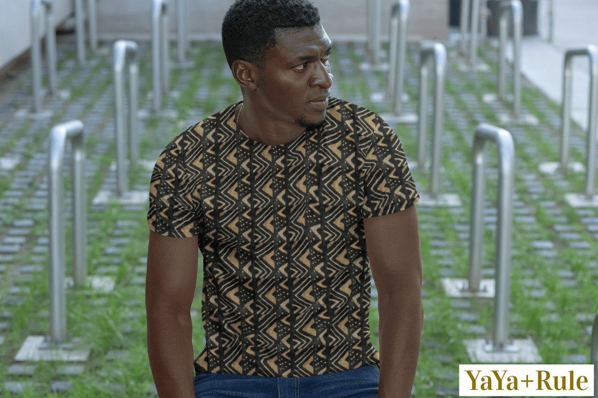 Red Green Bogolan African Print Men's T-shirt – YaYa+Rule