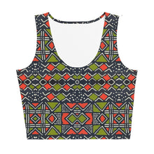 Load image into Gallery viewer, Green Red Bogolan African Print Crop Top YaYa+Rule