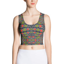Load image into Gallery viewer, Green Red Bogolan African Print Crop Top YaYa+Rule