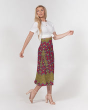 Load image into Gallery viewer, Red Gold African print Women&#39;s A-Line Midi Skirt
