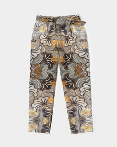 Black Gold African Print Women's Belted Tapered Pants YaYa+Rule
