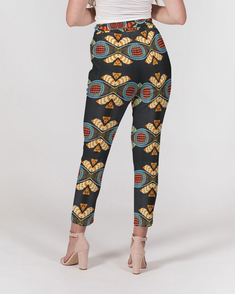 Black Multi Color African print Women's Belted Tapered Pants – YaYa+Rule