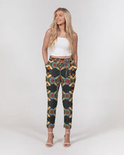 Load image into Gallery viewer, Black Multi Color African print Women&#39;s Belted Tapered Pants YaYa+Rule