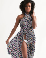 Load image into Gallery viewer, Black Purple Feather African Print Swim Cover Up YaYa+Rule