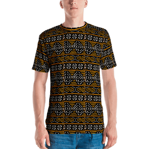 Black Yellow Bogolan African Print Men's T-shirt YaYa+Rule