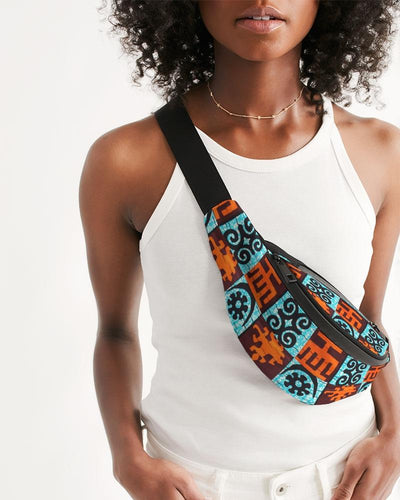 Blue Orange Adinkra African print Crossbody Sling Bag YaYa+Rule