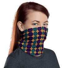Load image into Gallery viewer, Blue Purple African Print Neck Gaiter YaYa+Rule
