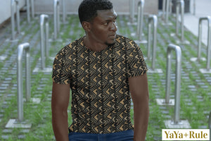 Brown Bogolan African Print Men's T-shirt YaYa+Rule