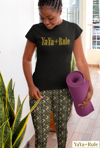 Brown Bogolan African Print Yoga Leggings YaYa+Rule