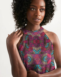 Fuschia African African Print Women's Halter Dress YaYa+Rule
