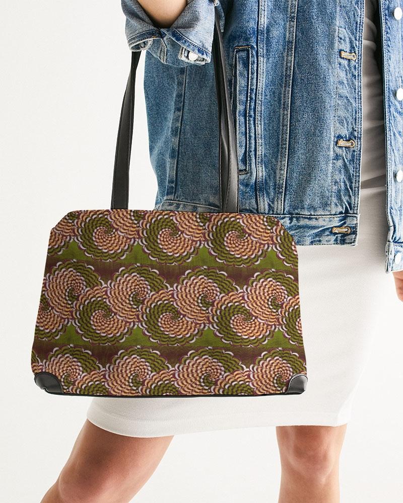 Green Brown Flower African print Shoulder Bag YaYa+Rule