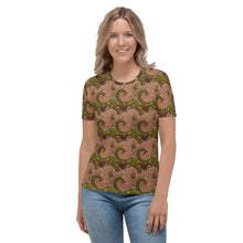 Load image into Gallery viewer, Green Flower African Print Women&#39;s T-shirt YaYa+Rule
