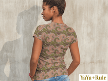 Load image into Gallery viewer, Green Flower African Print Women&#39;s T-shirt YaYa+Rule