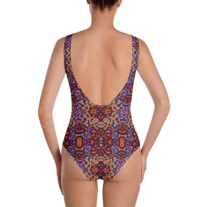 Orange Purple African Print One-Piece Swimsuit YaYa+Rule