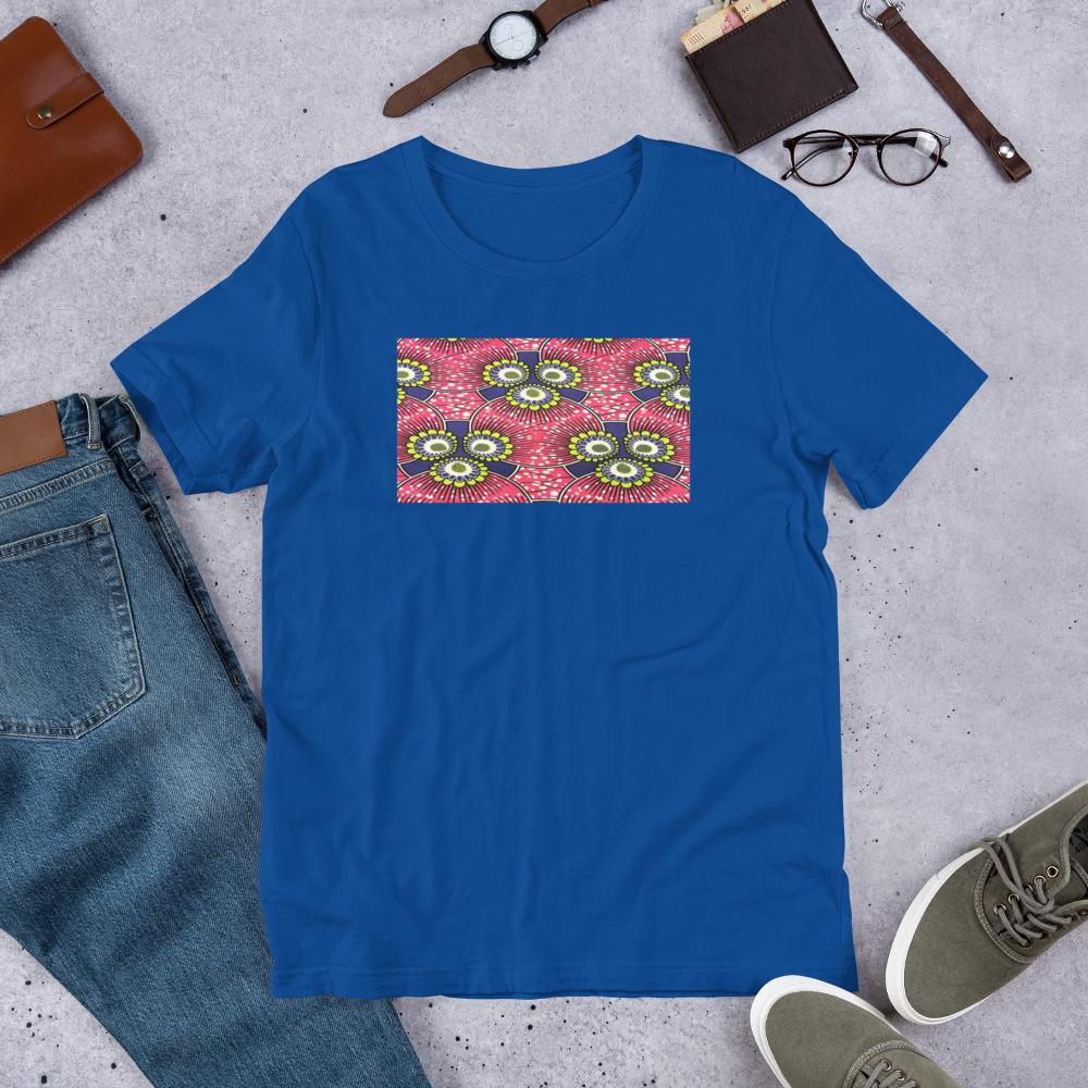 Pink Flower African Print Color Short-Sleeve Unisex T-Shirt YaYa+Rule