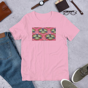 Pink Flower African Print Color Short-Sleeve Unisex T-Shirt YaYa+Rule