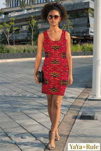 Red Black African Print Dress YaYa+Rule