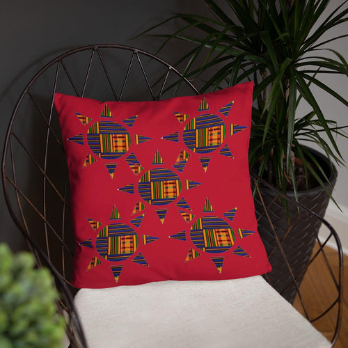 Red Kente Sun African Print Pillow YaYa+Rule