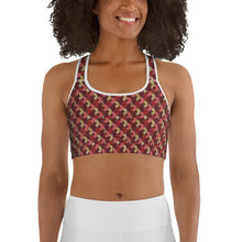 Load image into Gallery viewer, Red Mustard Scalloped African Print Sports bra YaYa+Rule