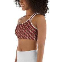 Load image into Gallery viewer, Red Mustard Scalloped African Print Sports bra YaYa+Rule