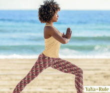 Load image into Gallery viewer, Red Mustard Scalloped African Print Yoga Leggings YaYa+Rule