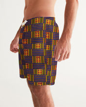 Load image into Gallery viewer, Yellow Blue Kente African Print Men&#39;s Swim Trunk YaYa+Rule