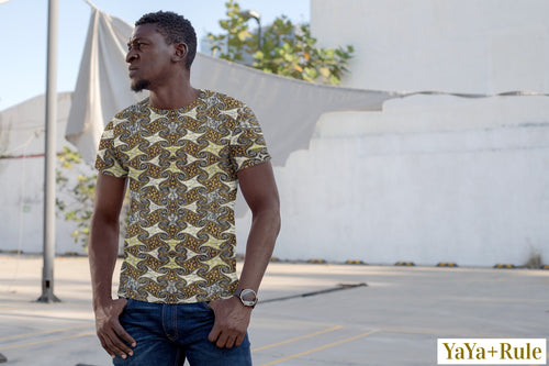 Yellow Brown African Print Men's Tee YaYa+Rule