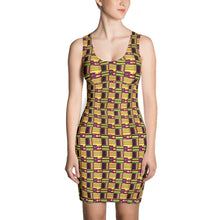Load image into Gallery viewer, Yellow Purple Kente African Print Dress YaYa+Rule