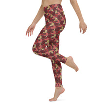 Load image into Gallery viewer, Red Mustard Scalloped African Print Yoga Leggings